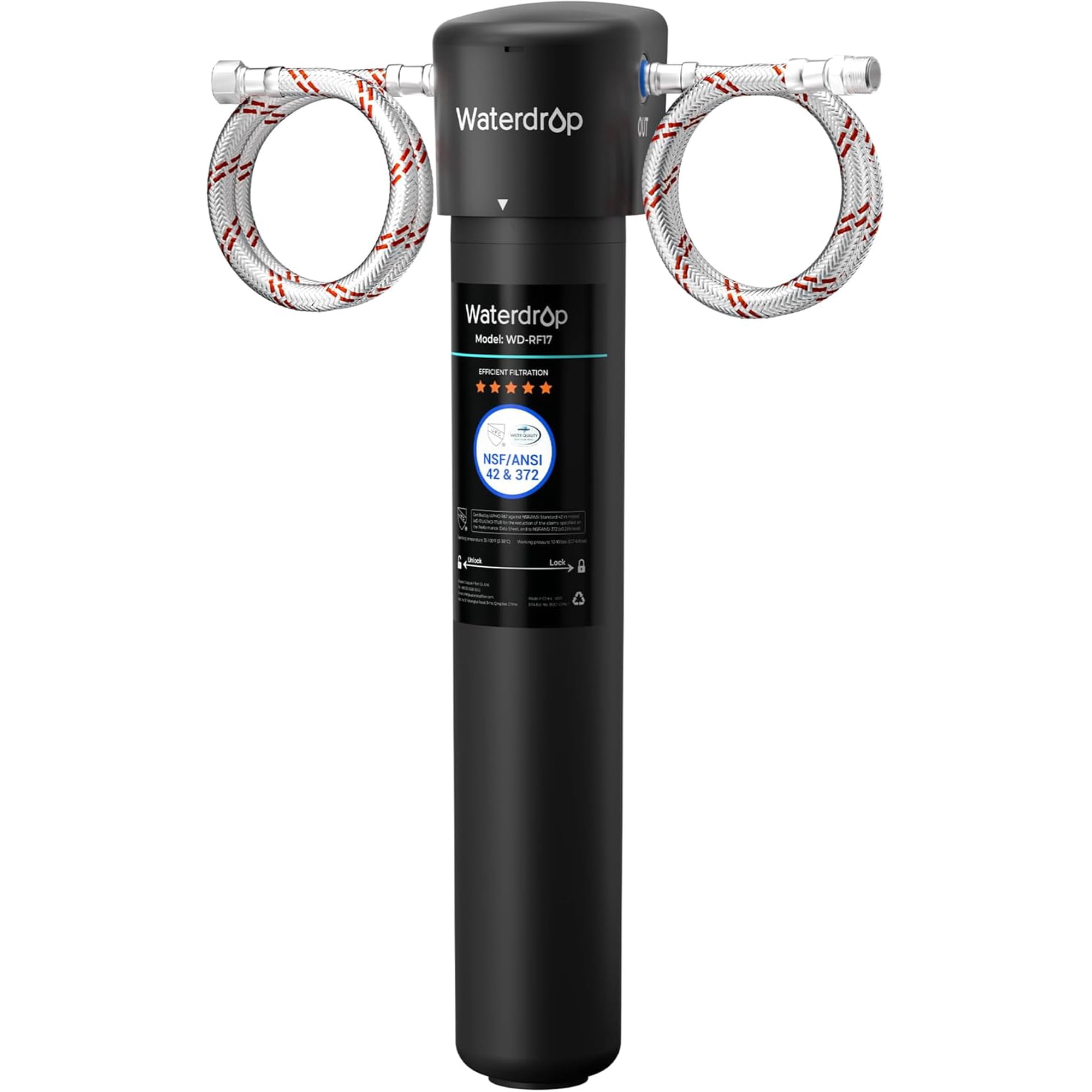 Waterdrop 17UA Systme de Filtration d'Eau sous l'vier, Certifi NSF/ANSI  42, Connexion Directe au Robinet de Cuisine, Capacit leve de Rduction  du Chlore de 19 K Gallons, Ide pour la Location, Technologie