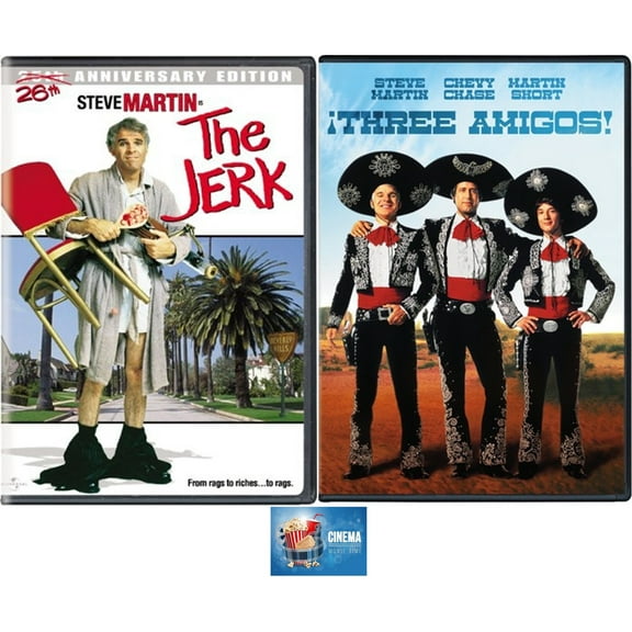 Steve Martin Comedy Double Feature THE JERK & THE THREE AMIGOS! 2 DVD Set Includes Movie Time Art Card