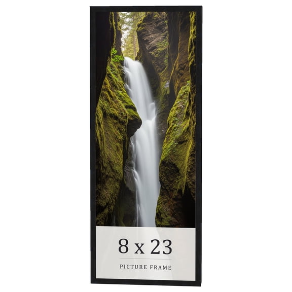 8x23 Frame Black Real Wood Picture Frame Width 0.75 inches | Interior Frame Depth 0.5 inches | Noir