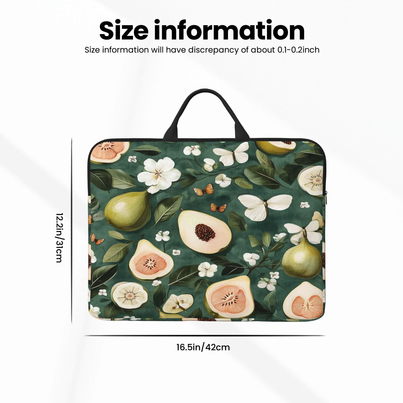 Laptop Sleeve Bag For Women Men 14inch Waterproof Durable Protective Computer Carrying Cover Handle Laptop Case Bag Fruits And Flowers
