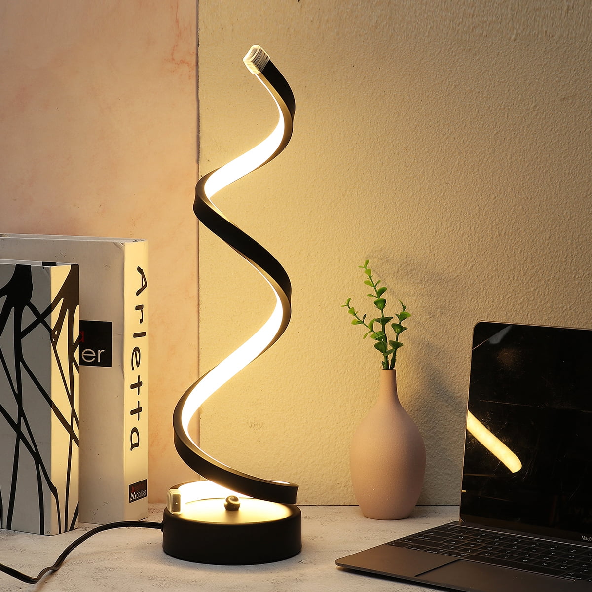Spiral LED Desk Lamp, Curved Table Lamp, Modern Minimalist Lighting ...