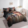 thumbnail image 2 of Manfei Rustic Kitten Twin Bedding, Patriotic US Flag Bedding Comforter Set, Brown, Black Reversible, 7-Piece, 2 of 6