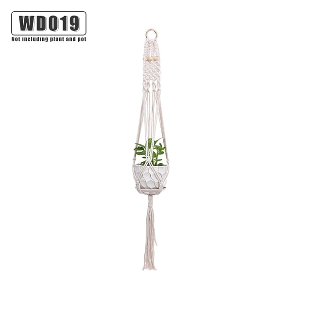 Advancent Cestas colgantes 100 hechas a mano, soporte para plantas, macramé, colgador de plantas, maceta para colgar en la pared interior, soporte para Jardín y Patio No.19 Advancent HA001777-19
