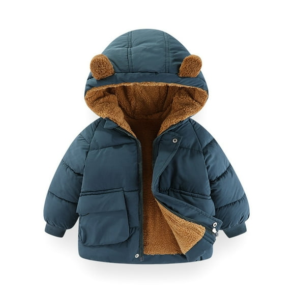 Toddler Kids Coat Lightweight Water-Resistant Fleece Bear ears with Hood Puffer Jacket Kids Baby Girl Winter Clothes 18-24 Months