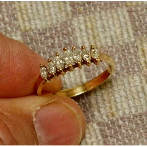 2Ct Marquise Lab Created Diamond Engagement Ring 14k Yellow Gold Finish Silver