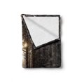 thumbnail image 2 of Winter Soft Flannel Fleece Blanket, Christmas Season with Snow and Frozen Forest Sun Rays Very Cold Woods Scenery, Cozy Plush for Indoor and Outdoor Use, 50" x 60", Brown Pale Yellow, by Ambesonne, 2 of 6