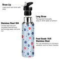 thumbnail image 3 of Yayeee 33oz Insulated Water Bottle Double Wall Stainless Steel with Flip Straw Lid, Blue Cartoon Paw Pattern, 3 of 7