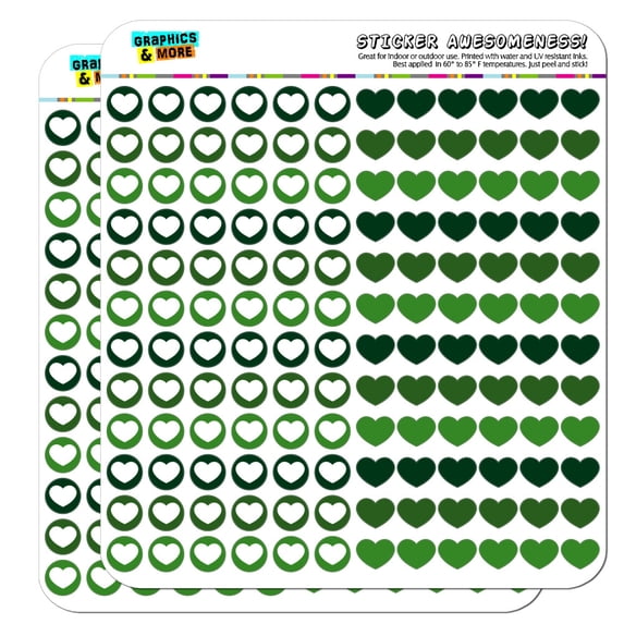 Heart Love Dots Planner Calendar Scrapbooking Crafting Stickers - Green - Opaque