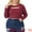 Burgundy, variant on Unique Bargains Women Plus?Size Long Sleeve Round Neck Cut Out Front Fitted T-Shirts 1X Black