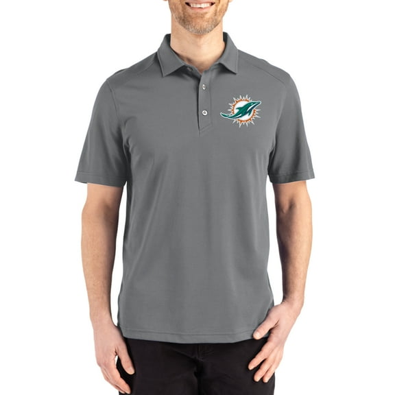 Men's Cutter & Buck Gray Miami Dolphins Big & Tall Advantage Refresh Epic Confidence Recycled Tri-Blend Pique Polo