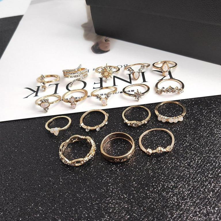 Stackable Knuckle Rings 17 PCS Set, Boho Bohemian Vintage Elegant