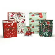 The Pioneer Woman Christmas Foil or Glitter Paper Gift Bag Assorted Set, Truck, 5 Count