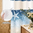 thumbnail image 3 of No Hook Shower Curtain, Blue Brown Ombre Coastal Shower Curtains for Bathroom with See Through Top Window, Sea Nautical Summer Beach Starfish Coral Waterproof & Washable Bath Curtain Long 72"x78", 3 of 9