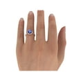 thumbnail image 5 of 14K Rose Gold 1.25 ctw Lab Created Blue Sapphire Ring with Diamonds Flower Leaves Halo, 5 of 7