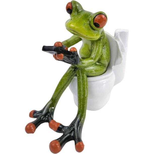 Figuras de rana, decoración divertida, manualidades creativas, escultura de rana de resina, estatua para el hogar, oficina, escritorio, mesa, baño, decoración, adorno de regalo (rana sentada en el ino