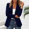 thumbnail image 5 of Floleo Women's Open-Front Notched Lapel Blazer, Long Sleeve Tailored Casual Jacket In Multiple Solid Colors(Navy,S), 5 of 5