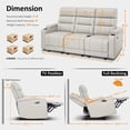 thumbnail image 3 of MCombo 77.6" 3 Seats Power Reclining Sofa, Home Theater Seating with LED Light & Armrest Storage, Faux Leather, Light Grey, 3 of 9