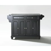 Cambridge Solid Granite Top Kitchen Island In Black Finish