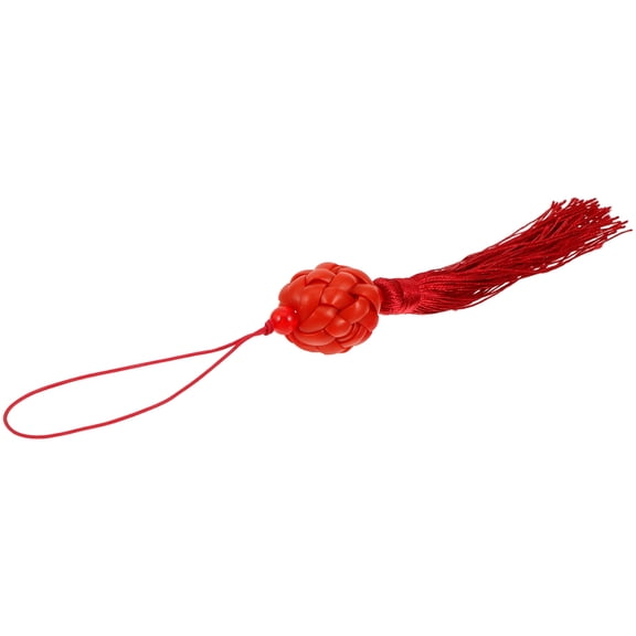 PAMINGONO Tassel Purse Charm Red Rattan Ball Shape Plastic for Women 1Pcs