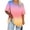 Blue, variant on Plus Size Gradient Color Tops for Women Summer Top Loose Fit Tee Shirts V Neck Short Sleeve Casual Blouse