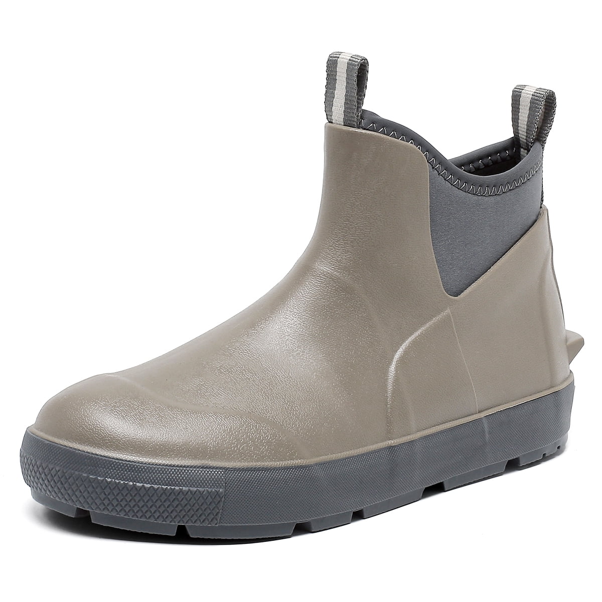 Lcamaw Men's Deck Boots, Waterproof Ankle Rain Boots with Anti-Slip Traction, Rubber Garden & Fishing Boots for Boating, Camping, Farming & Outdoor Work