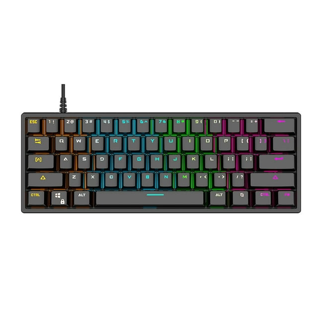 Teclado BAJEAL G101 61 teclas Teclado mecánico con cable Teclado con retroiluminación RGB PBT Inyección de dos colores Teclado mecánico Interruptor azul negro BAJEAL Teclado