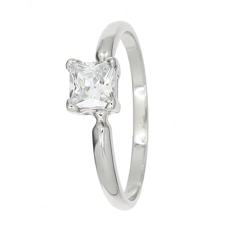 - Sterling Silver Cubic Zirconia Princess Cut Birth Stone April Birthday Children's Ring (Size 3)