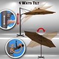 thumbnail image 4 of Sunrise Outdoor 11.5' Deluxe Cantilever Big Roma Umbrella, Hanging Offset Solar Umbrella, UV50+ with Tilt, Crank and 360 Degree Rotation, Heavyduty Sunshade, Sunbrella Cover (Teak), 4 of 13