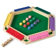 Upgraded 6-Player Shut The Box Game for Kids Adults Families with 12+4 Dice-Colorful 6 Sided Wooden Board Math Number Games(Instructions Included)