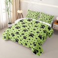 thumbnail image 3 of Homewish Kawaii Dog Paw Quilt Full,Cartoon Pet Full Bedspread Sets,Green,Heart Decor,3pcs, 3 of 7