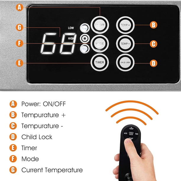 AIRMATE Grande Plinthe Chauffante 2 En 1 Humidificateur 2000W - Télécommande, Flamme Réaliste