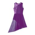 thumbnail image 6 of iEFiEL Womens Lyrical Modern Dance Dress Mesh High Low Skirt Gymnastics Ballerina Dancewear Purple S, 6 of 7