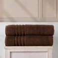 thumbnail image 3 of Jumbo Large Bath Sheets Towels 2 Pack Soft and Absorbent, 100% Cotton Towels (Brown, Bath Sheet), 3 of 7