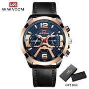 VAVA VOOM Pilot Calendar Quartz Men Wristwatch Chronograph Fashion Casual Watch Brand Aircraft Sports Military Army Brown Leather Watches