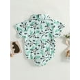 thumbnail image 4 of Caoirhny Infant Baby Boys Romper Cow Head Print Turn-Down Collar Short Sleeve Western Style Jumpsuits Summer Newborn Bodysuits, 4 of 8