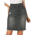 thumbnail image 1 of Falda Vaquera Midi Básica Desgastada De Cintura Alta Con Dobladillo Rasgado Y Lavado Para Mujer Gris ahumado M, 1 of 6