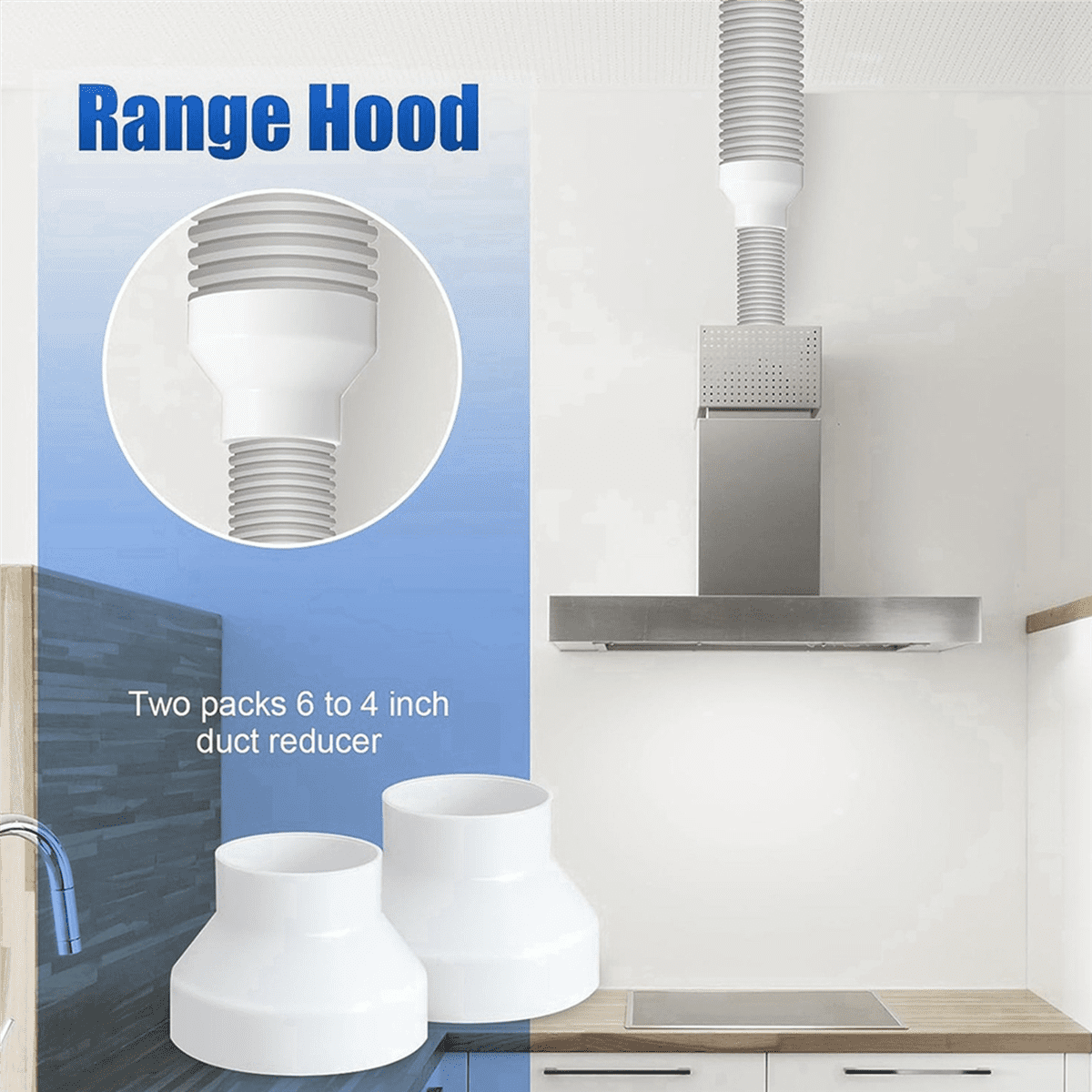 12 Pcs 6 to 4 Inch Duct Reducer Increaser ABS Air Duct Adapter Duct Fan or Dryer Vent Adapter  Pipe Connector, White