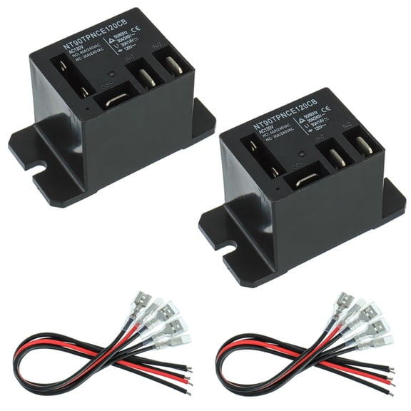 Power Relay AC 120V Coil 120 VAC 30A 40A SPDT(1NO 1NC) with Flange Mounting and Quick Connect Terminals Wires Pack of 2