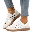 thumbnail image 6 of IEMIEMIEM Women's Sneakers Polka Dot Retro Low Top Lace Up Faux Leather Casual Comfort Walking Shoes Fashion Flat Sneakers White 8 Wide, 6 of 8