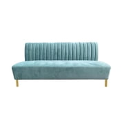 Divani Casa Mosko Modern Fabric & Stainless Steel Sofa in Light Green/Gold