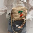 thumbnail image 3 of Bolsa Bolsos de hombro pequeños de paja Bolsos cruzados con decoración de cereza para mujer (Camel) Ehuebsd Nuevos Originales, 3 of 9