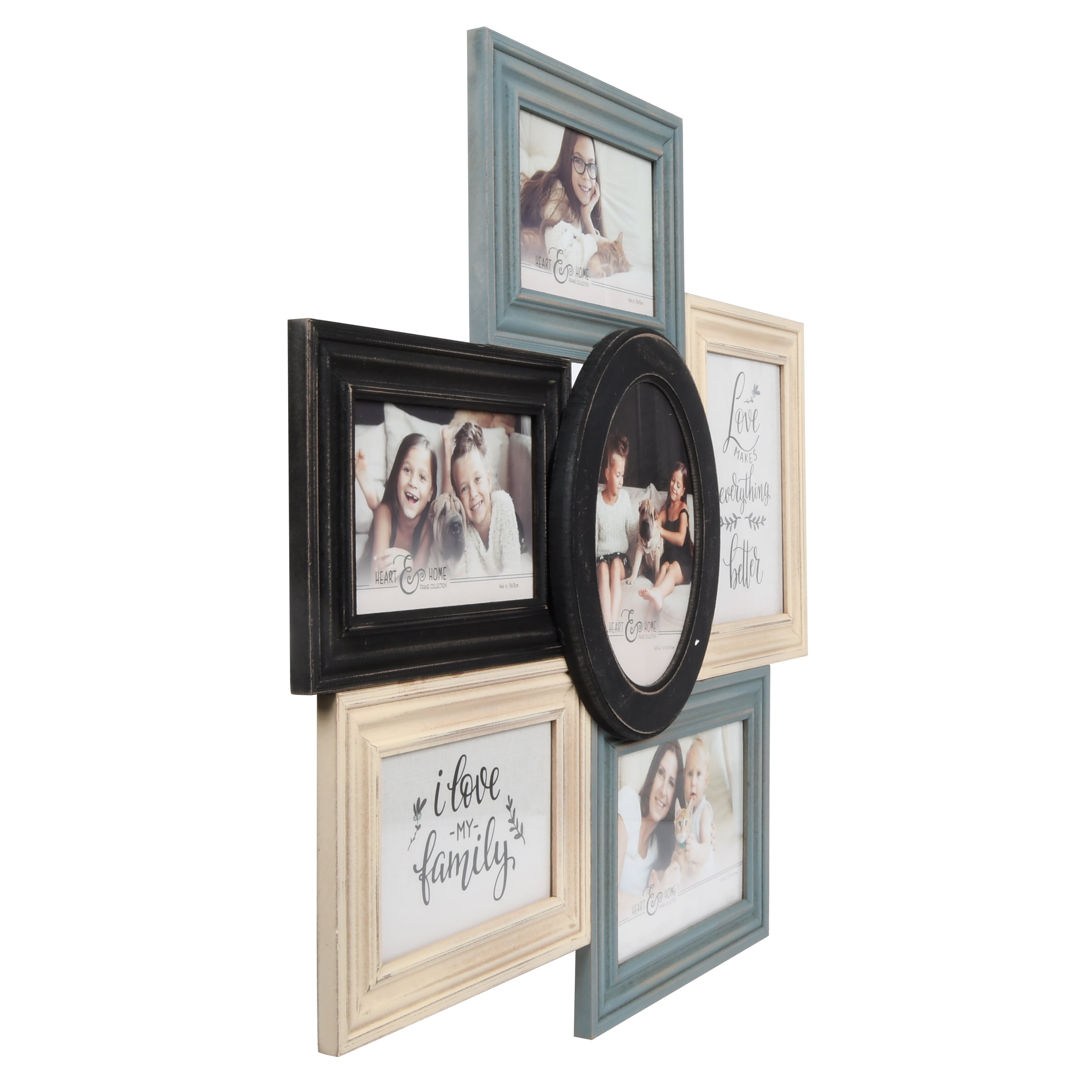 Prinz 6-Opening, for 4x6, 4x4, and 5x7 Photos Multi-Size Collage Picture  Frame, White-Gold