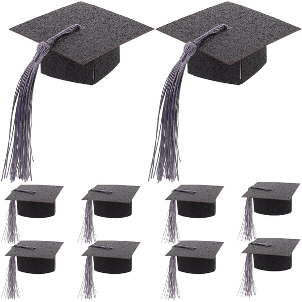 Sombrero de botella de graduación negro para bebé, Mini gorros, decoraciones para pasteles, tarro, gorros para bebidas, gorros divertidos para graduación