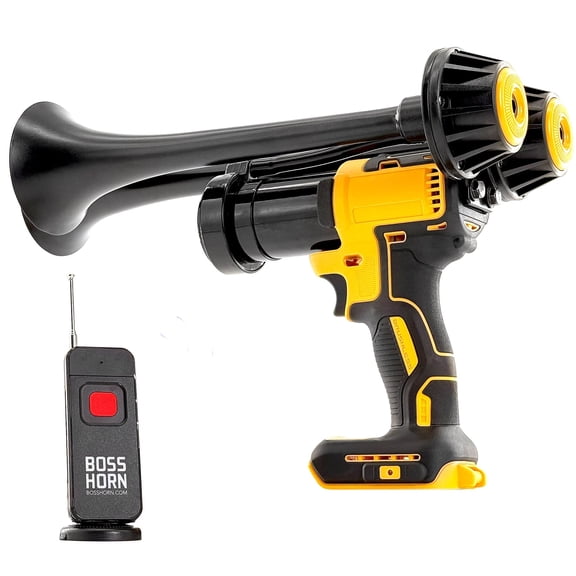 BossHorn Dual Train Horn, Compatible with DeWalt 20 Volt Batteries