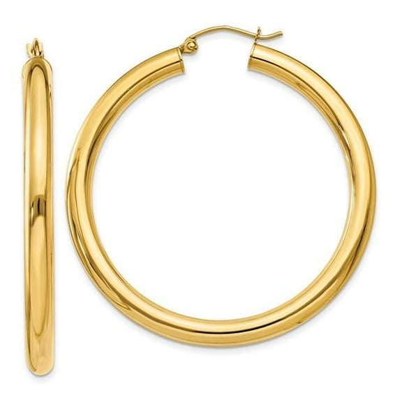 10K Yellow Gold Polished 4 mm Tube Hoop Earrings