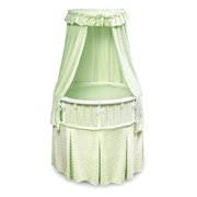 Elite Oval Baby Bassinet with Sage Dots Bedding
