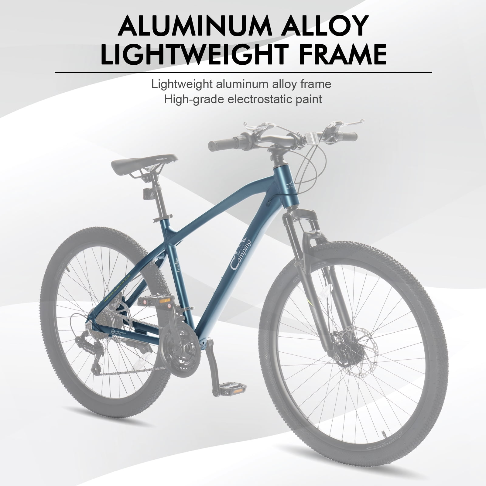 UBesGoo 26in Mountain Bike for Adults, Aluminum Frame Lightweight 21 Speeds Men/Women Bike with Dual Disc Brake, Twist Shifters, Gray Blue
