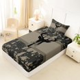 thumbnail image 4 of Castle Fairy Safari Deer Twin Sheets 3pcs,Vintage Camo Stripes Bedding,Dark Gray,1 Fitted Sheet, 1 Flat Sheet and 1 Pillowcase, 4 of 6