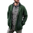 thumbnail image 1 of GreenXLCárdigan de punto para hombre con hebilla delantera, suéter de ajuste holgado, cuello chal, manga larga, 1 of 5