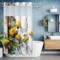 thumbnail image 6 of Spring Floral No Hooks Shower Curtain with Snap-in Liner Oil Painting Yellow Flowers Farmhouse Vintage Wood Grain Shower Curtains for Bathroom, Waterproof, Easy Install, Washable 36"x72", 6 of 9
